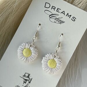 Daisy Drop Earrings with Yellow Centers